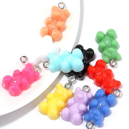 10pcs/lot Acrylic Bear Pendant 22x12mm Multicolor Solid Charms Pendant For DIY Jewelry Making Necklace Bracelet Accessories