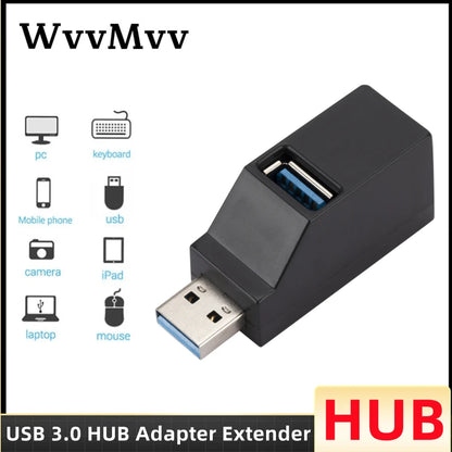 USB 3.0 HUB Adapter Extender Mini Splitter Box 1 to 3 Ports High Speed USB 2.0 For PC Laptop U Disk Card Reader Data USB Hubs