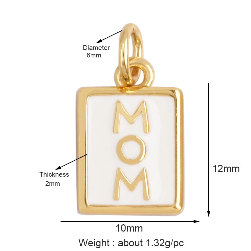 Twin Two Hole LOVE Mama Cross Religious Charm Pendant,Round Rectangle DIY Jewelry Accessories  for Necklaces Making M15