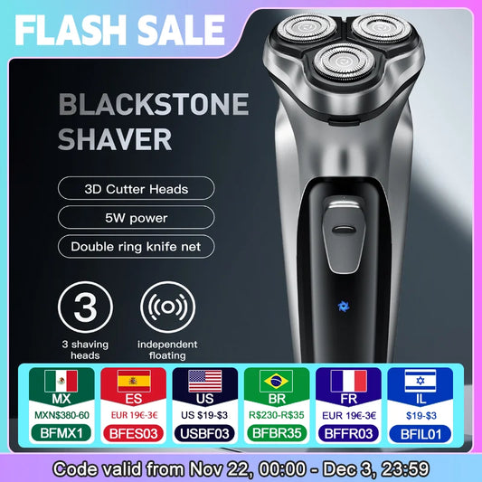 ENCHEN Blackstone Electrical Rotary Shaver for Men 3D Floating Blade Washable Type-C USB Rechargeable Shaving Beard Machine