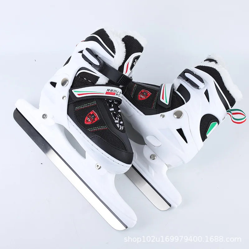 Thicken Adult Adjustable Retractable Size Ice Skates Hockey Shoes Unisex Ice Blade Skate Shoes Real Speed Skating Patines