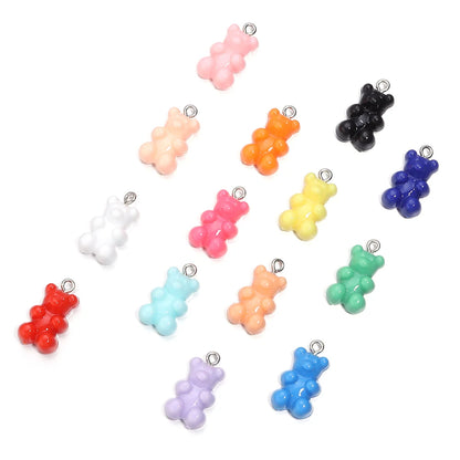 10pcs/lot Acrylic Bear Pendant 22x12mm Multicolor Solid Charms Pendant For DIY Jewelry Making Necklace Bracelet Accessories