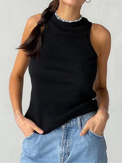 Tank Tops Sexy Backless Crop Vest top women Solid y2k Female Off Shoulder Knitted Khaki Summer Women Tops Sleeveless Camis