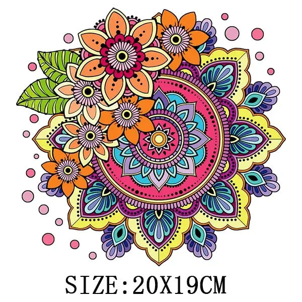 Beautiful Flower Iron On Transfer For Clothing DIY Fashion Heat Sticker On T-shirt Bag Retro Style Patches On Clothes Appliqued