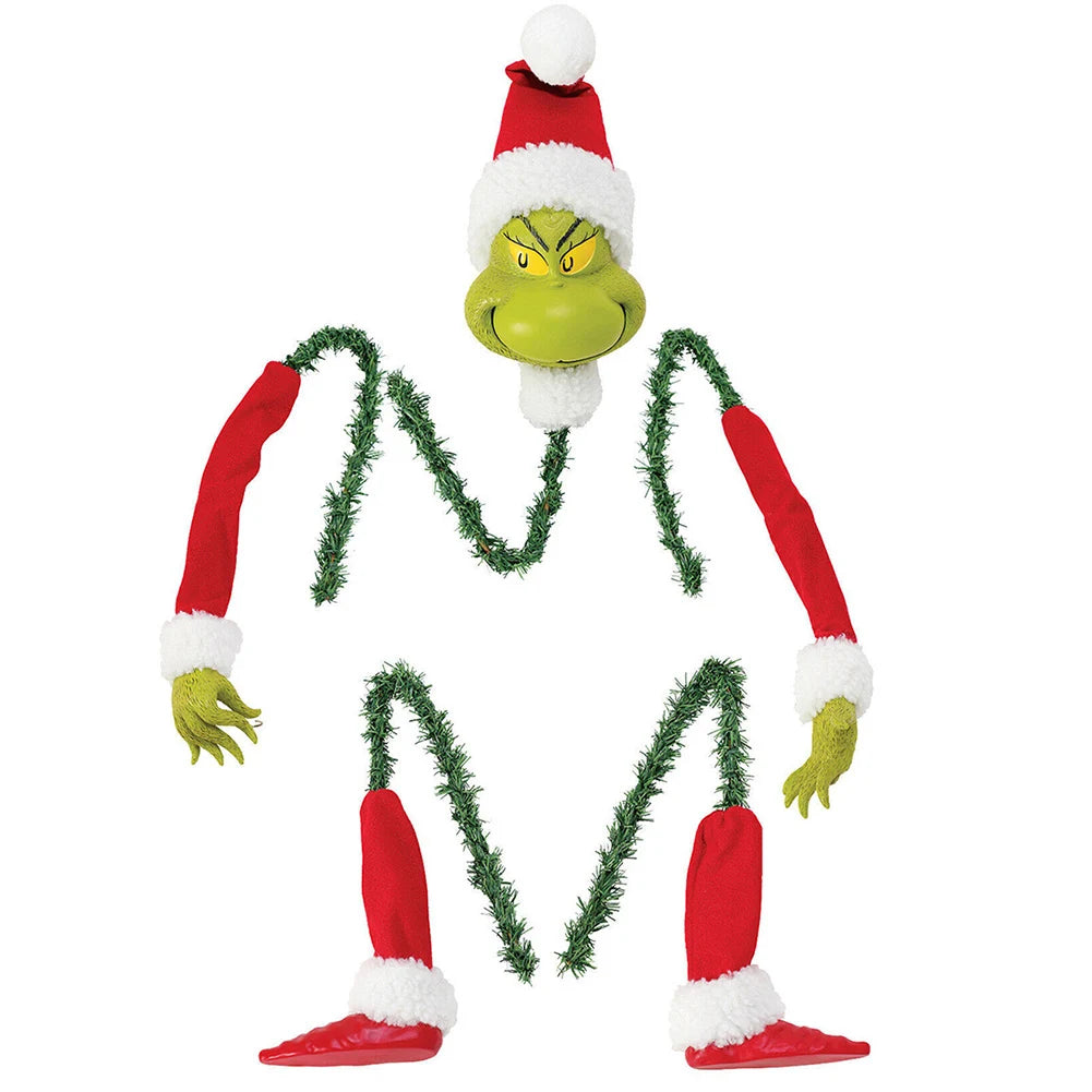 5PCS/Set Tree Decor Head & Arms & Legs Grinch Stole Stuffed Stuck Topper Garland Ornament Xmas Tree Topper Decor for Xmas Party