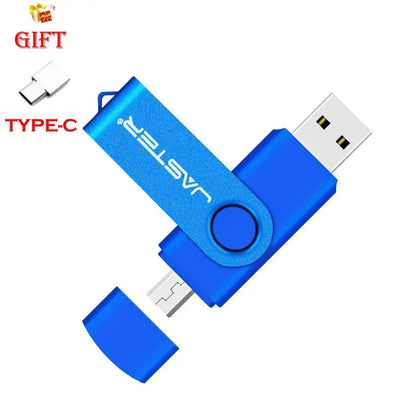 JASTER Free Custom Logo USB Flash Drives 128GB High Speed 2 IN 1 USB 2.0 Pen Drive 64GB 32GB 16GB Black Creative Gift 8GB 4GB