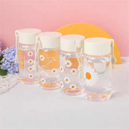 500ml Small Daisy Frosted Plastic Cup Creative Outdoor Water Cup Portable Transparent Travel Tea Cup Cute Water Bottle BPA Free