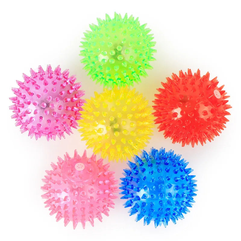 Dog Toys Luminous Sound Toy Bouncy Ball Pet Toy Flash Thorn Ball Molar Tooth Cleaning Toy Cat Dog Accessories