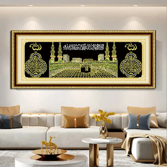 5D Diamond Painting Muslim Holy Land Kaba Mosque Round Diamond DIY Embroidery Mosaic Islamic Wall Art Painting