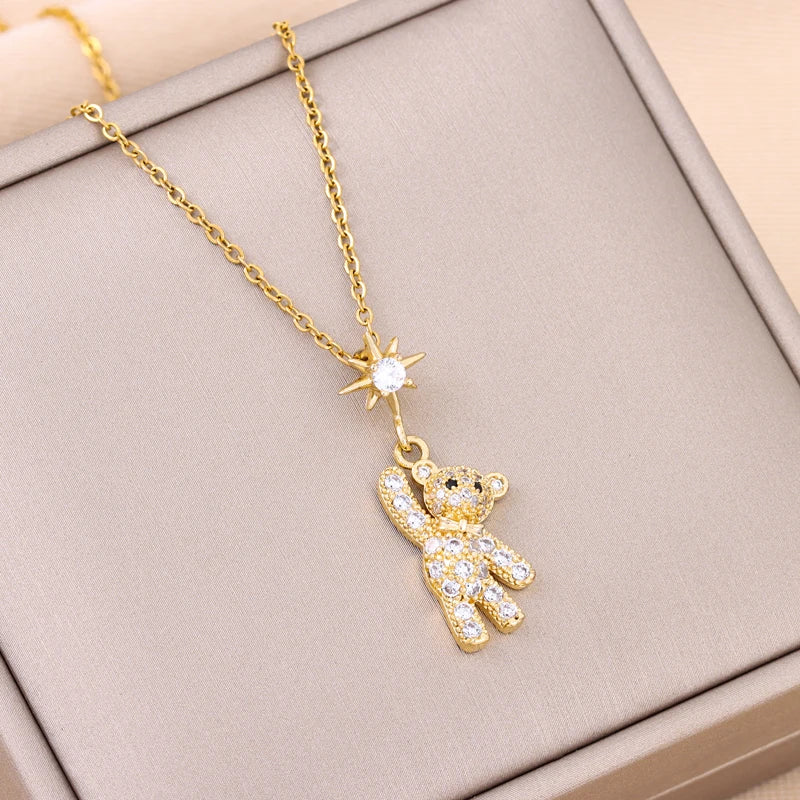 New Design Sense Light Luxury Pendant Necklaces For Women Trendy Stainless Steel Female Jewelry Ladies Neck Chain Accessories