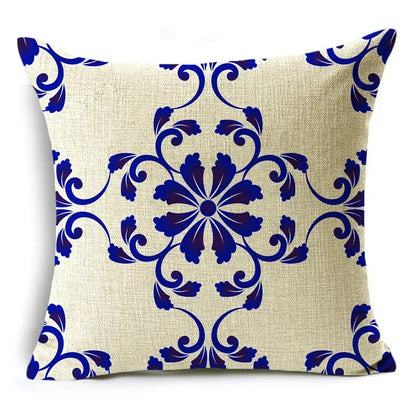 Traditional Style Blue and White Porcelain Pattern Printing Personality Pillowcase Cushion Cover Sofa Decor 40cm/45cm/50cm