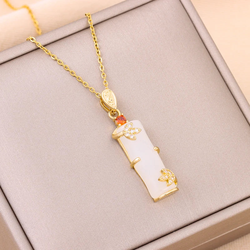 New Design Sense Light Luxury Pendant Necklaces For Women Trendy Stainless Steel Female Jewelry Ladies Neck Chain Accessories