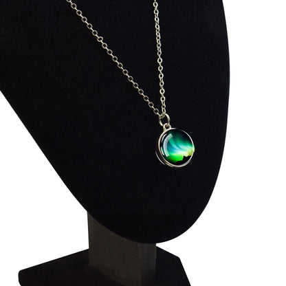 Aurora Borealis Necklaces Polar Light Life Tree Two Sided Pattern Glass Ball Pendant Chains Necklace for Women Men Jewelry Gift