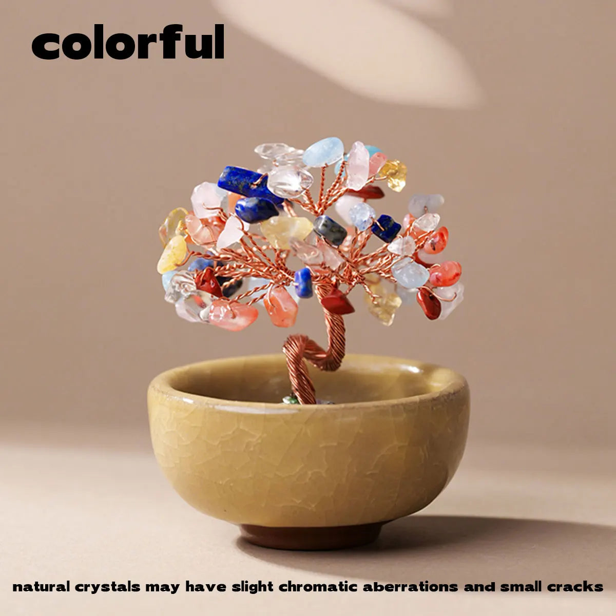 1PC Natural Crystal Tree Handmade Tree Copper Wire Life Small Bowl Flowerpot Base Reiki Healing Mineral Specimen Gifts Souveni