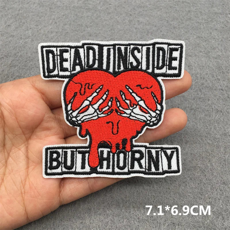 Flame Heart Patch Iron On Patches On Clothes Punk Stickers Embroidered Patches For Clothing Badge DIY