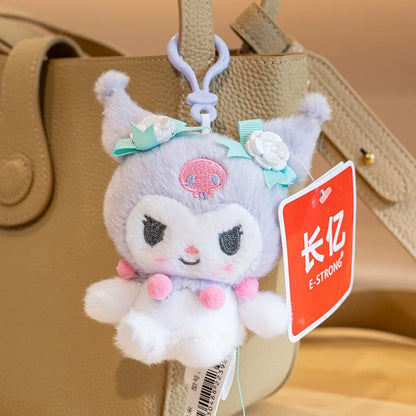 Kawaii Sanrio Plush Doll Flower series Hello Kitty Kuromi Plush Stuffed Doll Cute Cinnamoroll Melody Plush Pendant Kid Xmas Gift