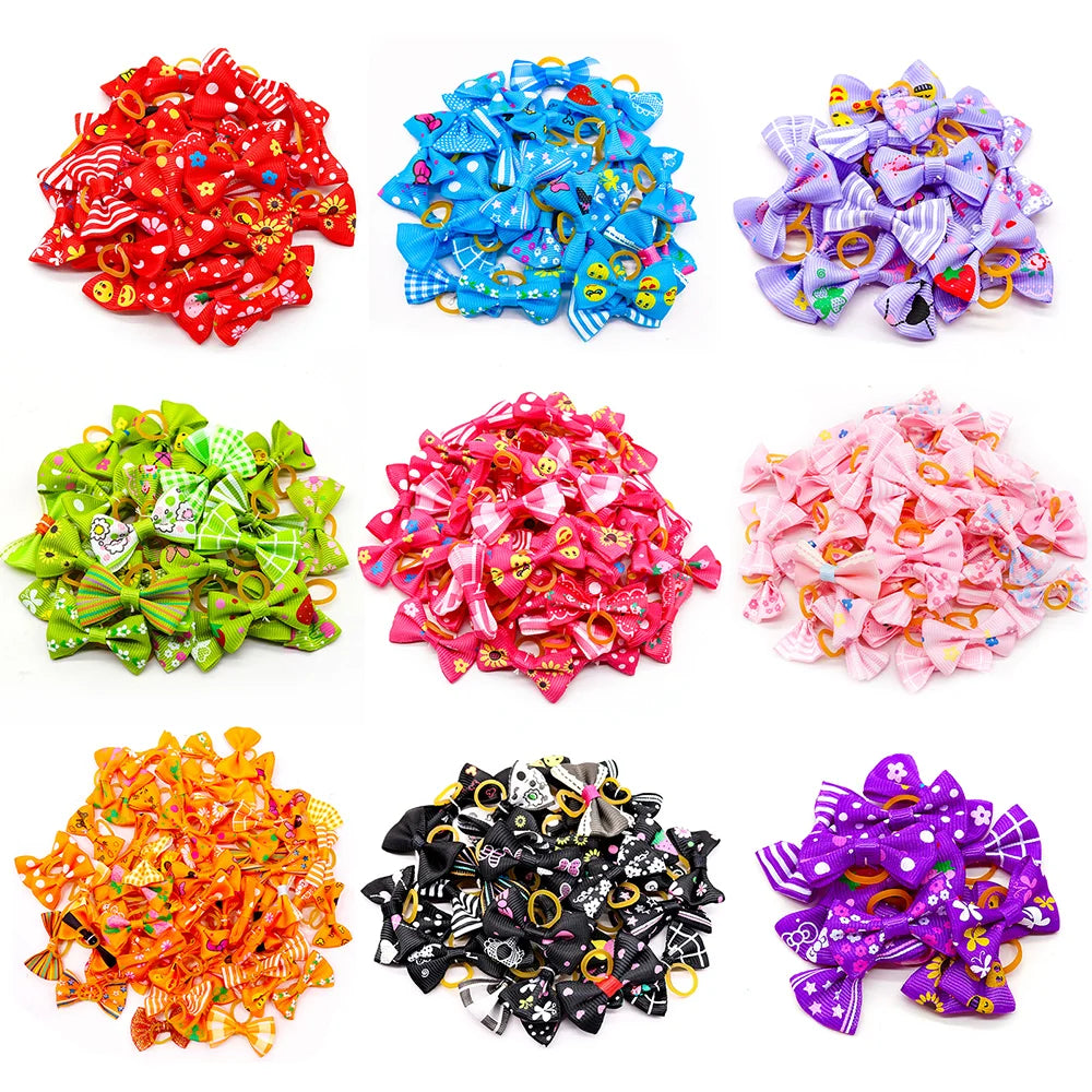 30PCS  Pet Dog Cat Puppy Grooming Bows Pet Hair Accessories Decorate Hair for Small Dog Hair Rubber Band Dog Supplier