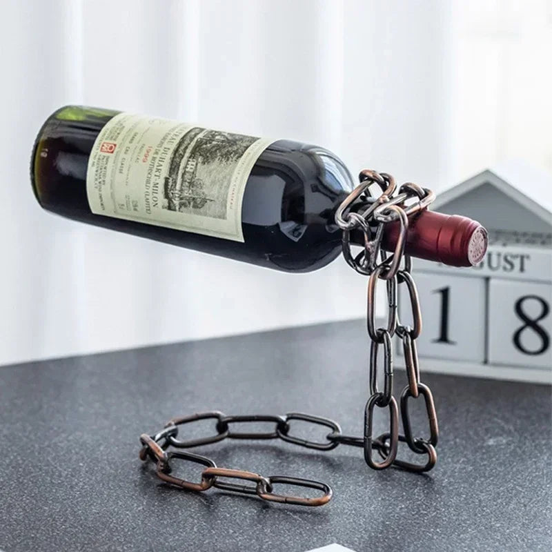 Magical Suspension iron Chain Wine Racks One Bottle Wine Display Racks Stand Holder Kitchen Dining room cellar Bar Decoration