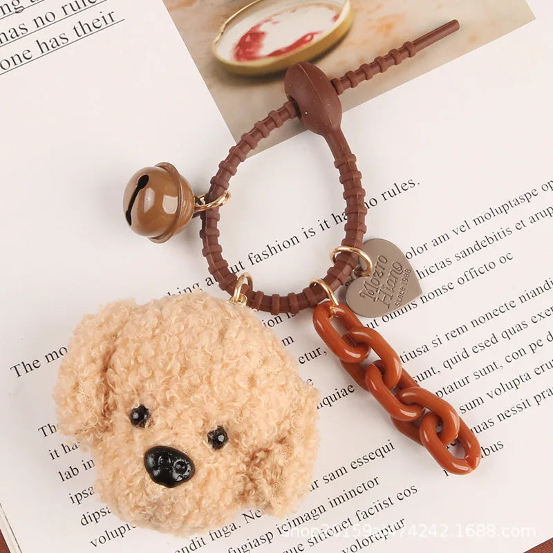 Cute Plush Poodle Teddy Dog Pendant Key Chains For Women Men Girls Car Key Ring Keychain Bag Charm DIY Accessories Couple Gift