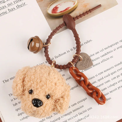 Cute Plush Poodle Teddy Dog Pendant Key Chains For Women Men Girls Car Key Ring Keychain Bag Charm DIY Accessories Couple Gift