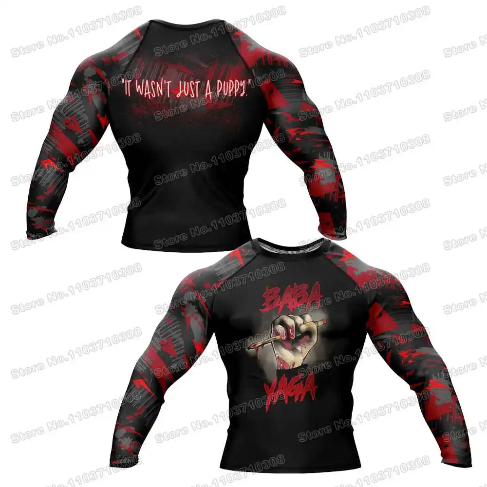 The Baba Yaga Rash Guards Surfing Beach Trousers Swimwear Diving Gym Long sleeves MMA BJJ Men Jiu Jitsu Fitness Sets