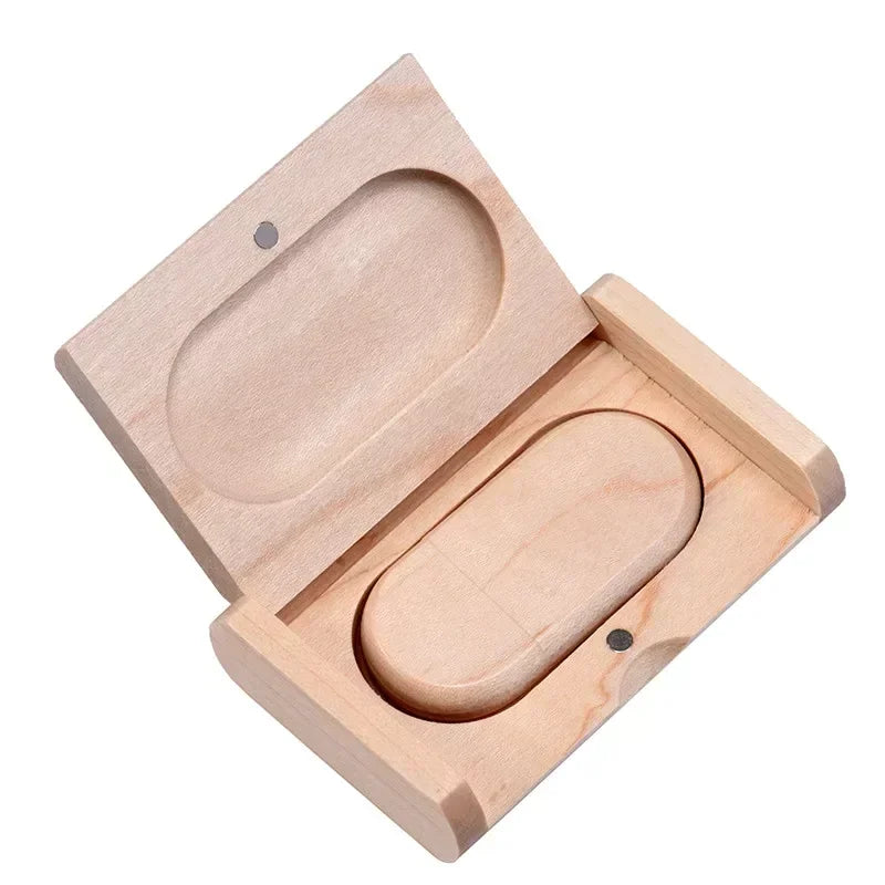 JASTER USB Flash Drive 1PCS Free Custom Logo Wooden+Box Pendrive 4GB 8GB 16GB 32GB 64GB U Disk Memory Stick Wedding Gift