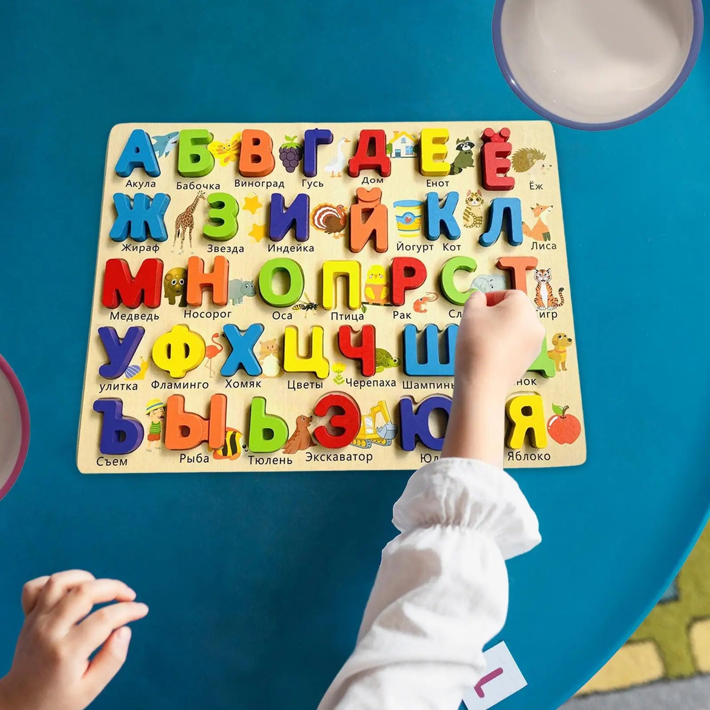 Russian Alphabet Jigsaw Words Wooden Pegged Puzzles for Best Gifts Toddlers Recognition Wooden Toy Puzzle Boards Education