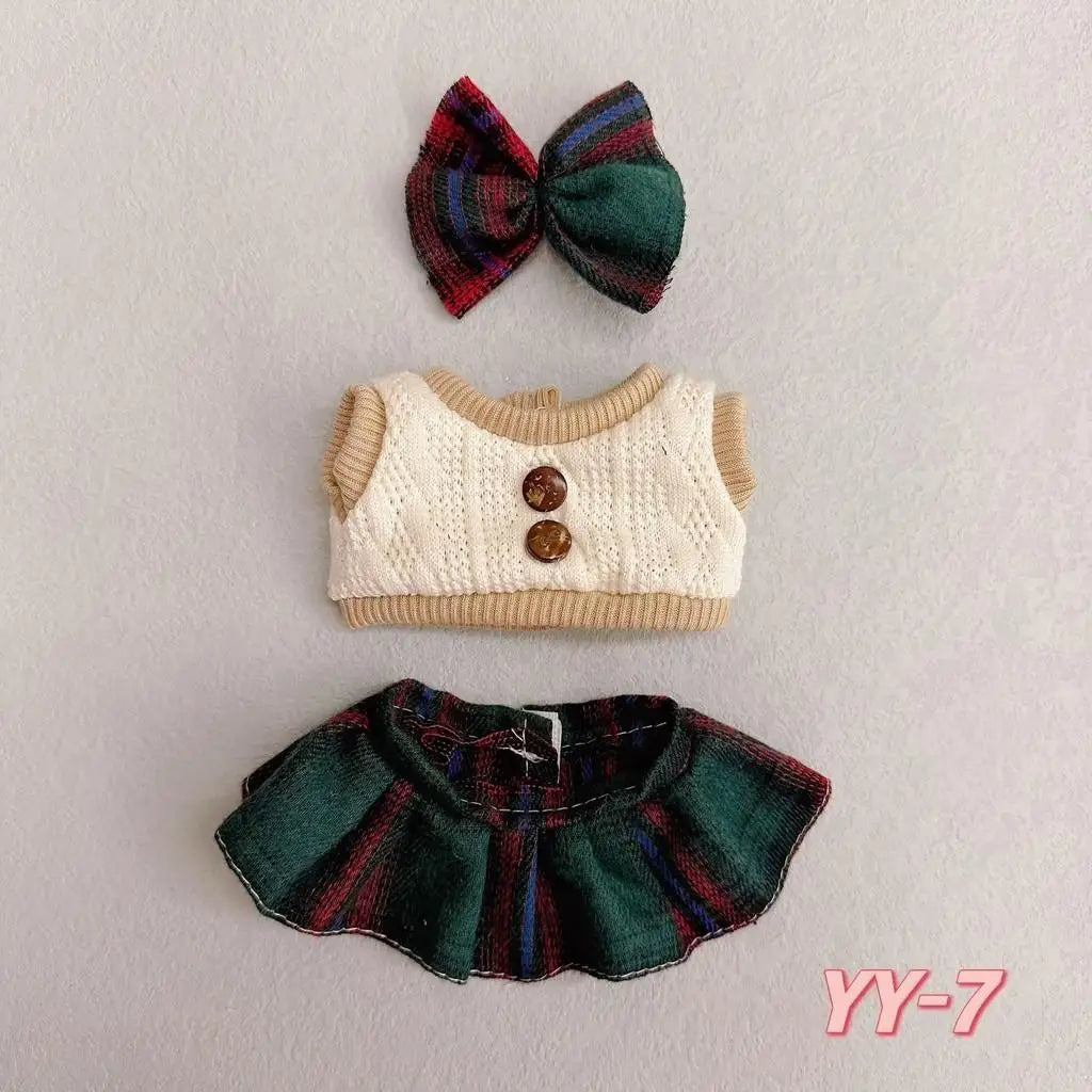 20Cm Cotton Doll Clothes College Style Suit Plush Doll Cute Baby Clothes Skirt for Upset Duck