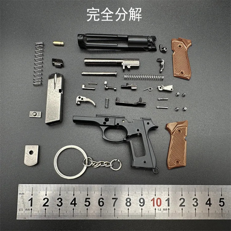 1:3 92f G34 Alloy Pistol Model Portable Keychain Bag Detachable Toy Gun Fidget Toy Fake Gun for Boy Collection Adults Gift