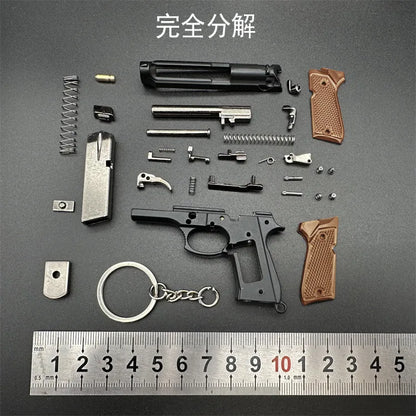 1:3 92f G34 Alloy Pistol Model Portable Keychain Bag Detachable Toy Gun Fidget Toy Fake Gun for Boy Collection Adults Gift