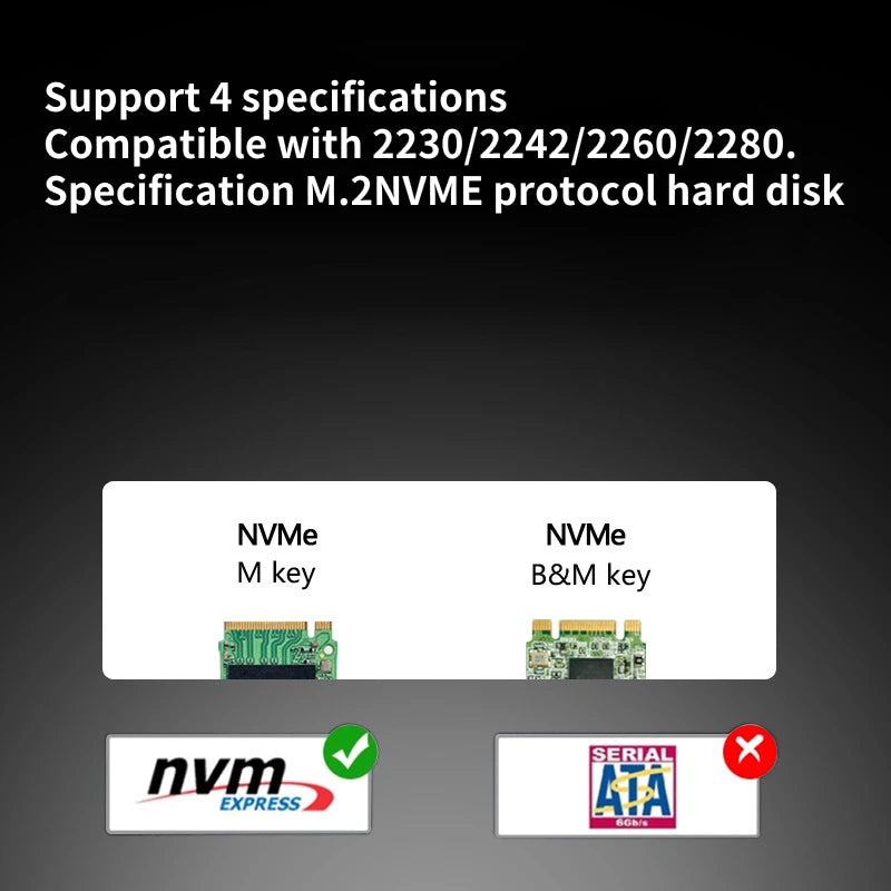 M.2 NVME to PCIe 4.0 Adapter Card 32Gbps M-Key PCIe4.0 X1 X4 X8 X16 Interface with Heat Sink for SSD 2230/2242/2260/2280