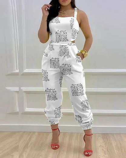 Women's for Jumpsuit Elegant Sexy Suspender Printed Jumpsuits Casual Hip Waist Overalls Romper For Women Spring Summer 2024