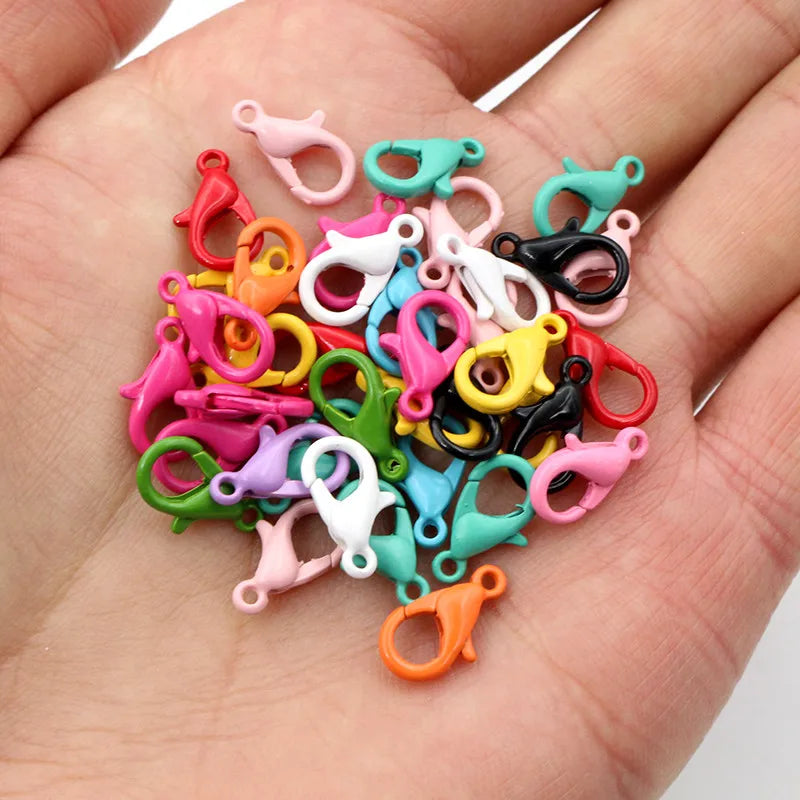 New Fashion Multi-colors Mixed Alloy Open Rings Lobster Clasp Hooks Ball Chains DIY Jewelry Making Findings Supplies