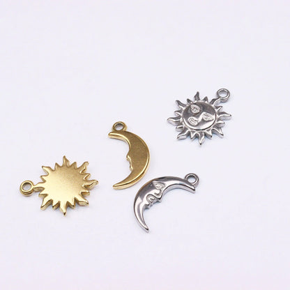 5pcs Stainless Steel Moon Sun Coin Plate Anti Allergic Women Girl Charms Pendant DIY Jewelry WaterProof Vacuum Plate