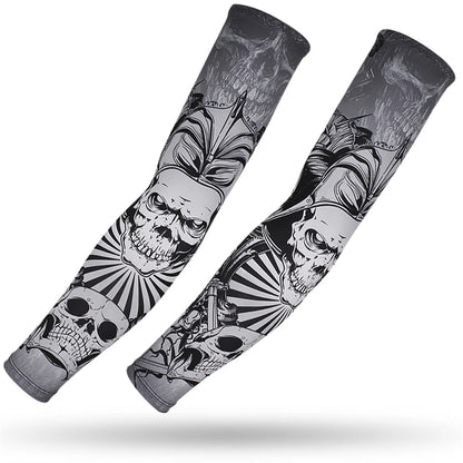 Running Arm Sleeve,2 Pcs Fishing,Driving,Cycling,3D Tattoo Sleeves, Summer UV Sun Protection,Sports Basketball Elbow Pad