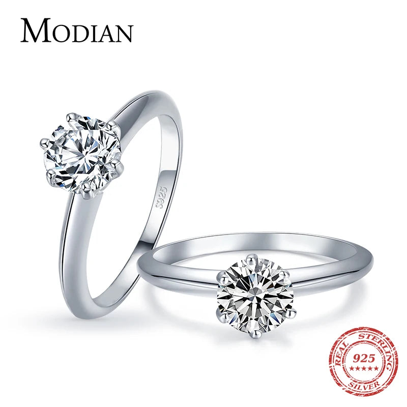 Modian New 100% 925 Sterling Silver Shine Classic AAAAA Zircon Fashion Ring For Women Wedding Fine Jewelry With Free Box Anillo