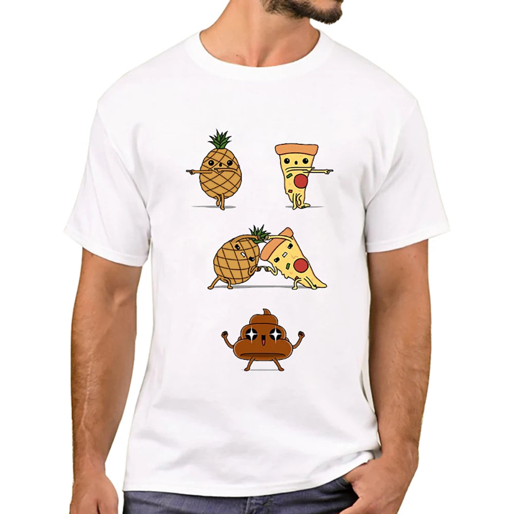 Men's Funny Pineapple and Pizza Print Tee Short-Sleeve Comfy T-Shirt  Tops For Spring Summer