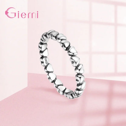 Hot Sale 925 Sterling Silver Heart Ring For Women Girl Wedding Engagement Stackable Finger Ring Jewelry Party Gifts Bijoux