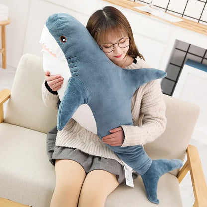 Large Shark Plush Body Pillow Fuuny Cute Shark Stuffed Doll Sofa Decorative Long Plush Body Pillow Sleeping Back Cushion Decor