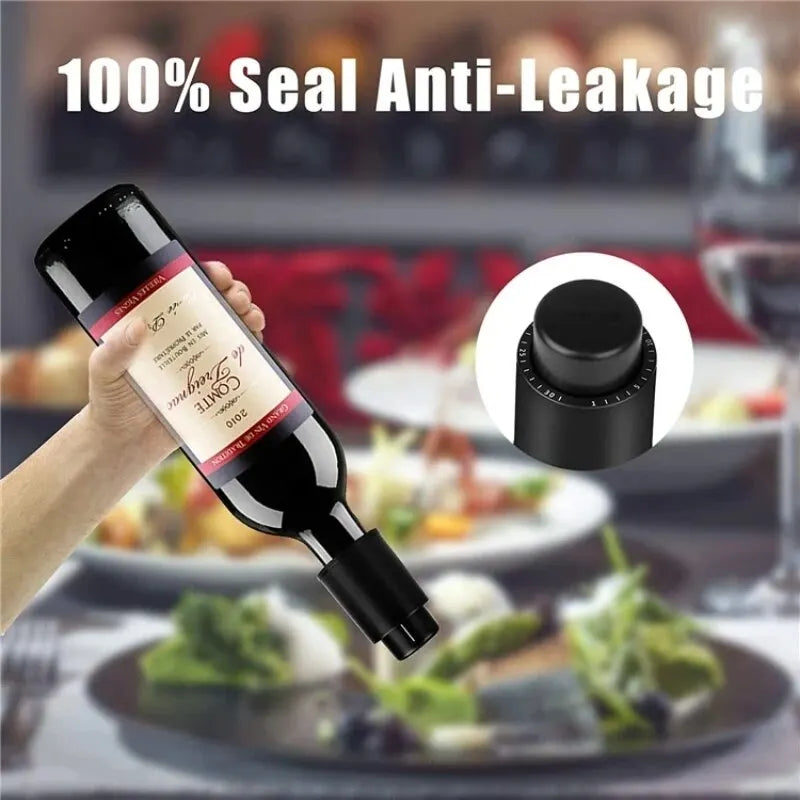 Wine Plug Vacuum Retain Freshness Champagne Stopper Red Wine Stopper Stainless Steel Wine Bottle Cap Leak-Proof Sealing