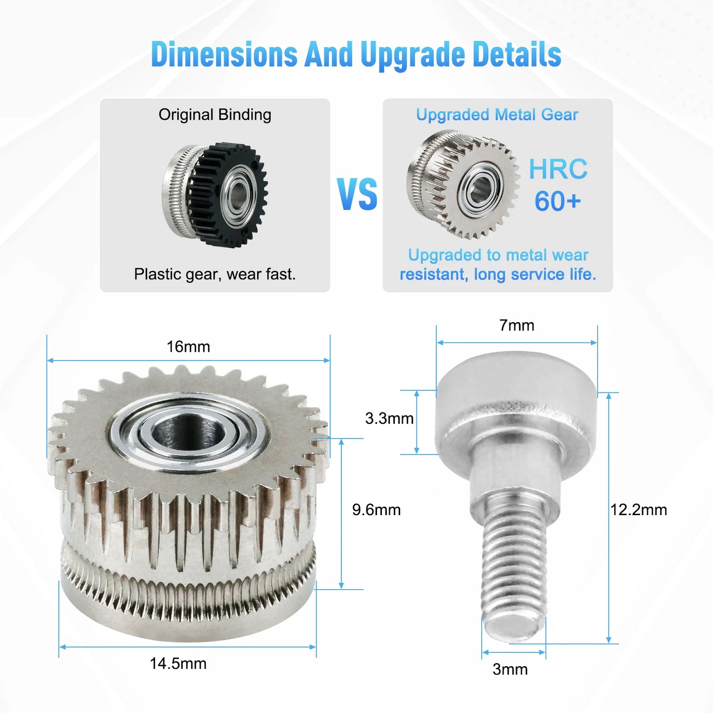 CR K1C Extruder K1 Gear All Metal Filament Drive Gear for Creality K1 Max Extruder Nickel Plated DLC Coating High Hardness Wear