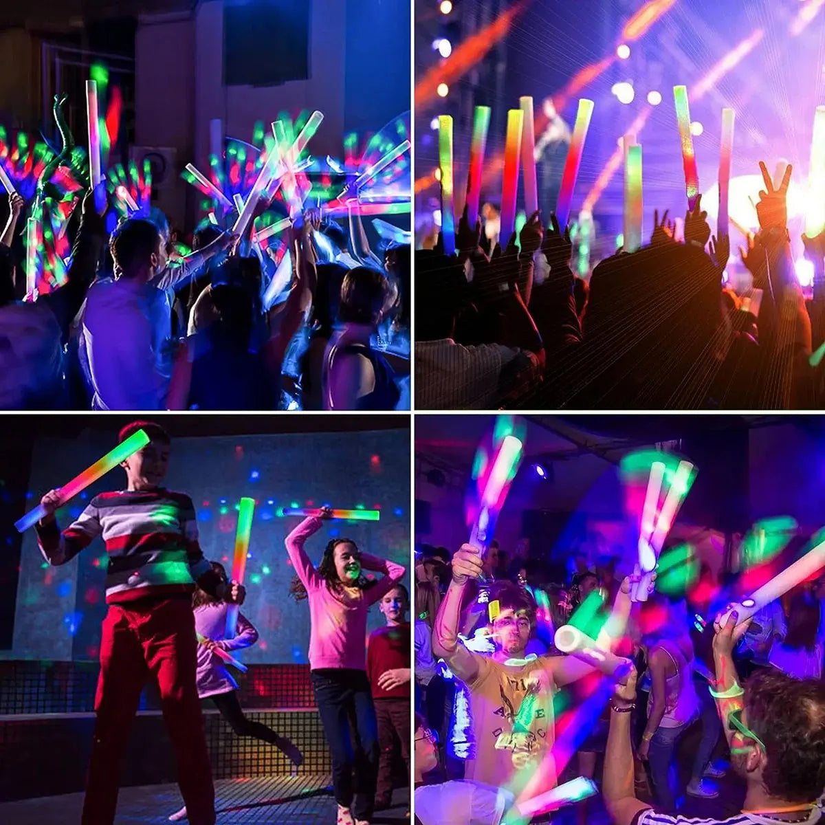 8Pcs LED Glow Sticks Bulk Colorful RGB Glow Foam Stick Cheer Tube Dark Light for Xmas Birthday Wedding Party Supplies