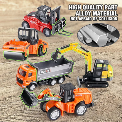 Huina 1/80 Alloy Excavator Truck Dumper Metal Engineering Car Model Toy Scale Cars Diecast Vehicle Toy Children Toys for Kids