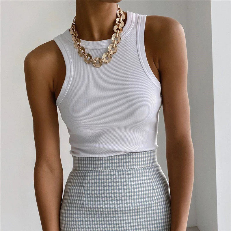 Tank Tops Sexy Backless Crop Vest top women Solid y2k Female Off Shoulder Knitted Khaki Summer Women Tops Sleeveless Camis