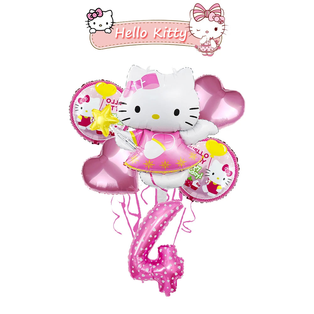 Ballon Sets Hello Kitty Party Supplies Anime Figure Foil Inflate Ballon Happy Birthday Party Children's Decoration Baby Shower