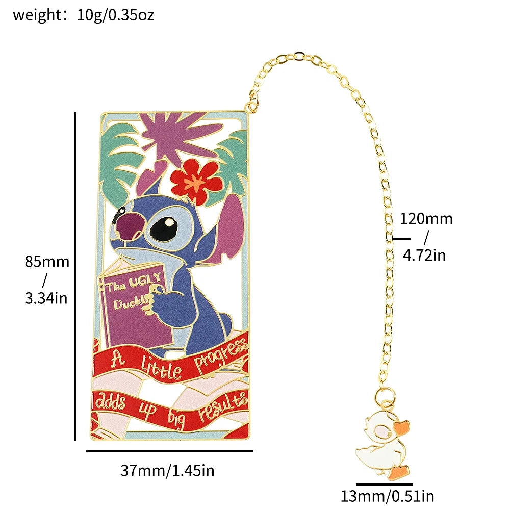 Disney Cute Stitch Creative Metal Bookmark for Book Lover Gift Lovely Stitch Duck Tassel for School Office Reading Supplies Mark