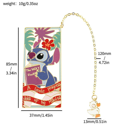 Disney Cute Stitch Creative Metal Bookmark for Book Lover Gift Lovely Stitch Duck Tassel for School Office Reading Supplies Mark