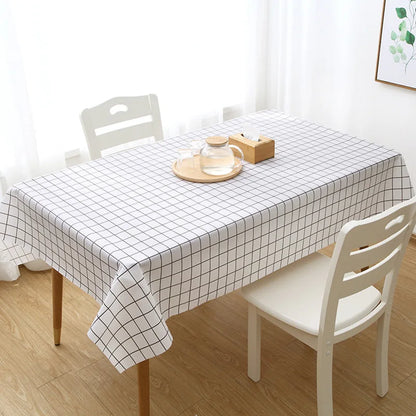 1pc 137X90CM Black And White PEVA Waterproof Oilproof Tablecloth Table Cloth Plaid Pattern Table Cover For Party Outdoor Picnic