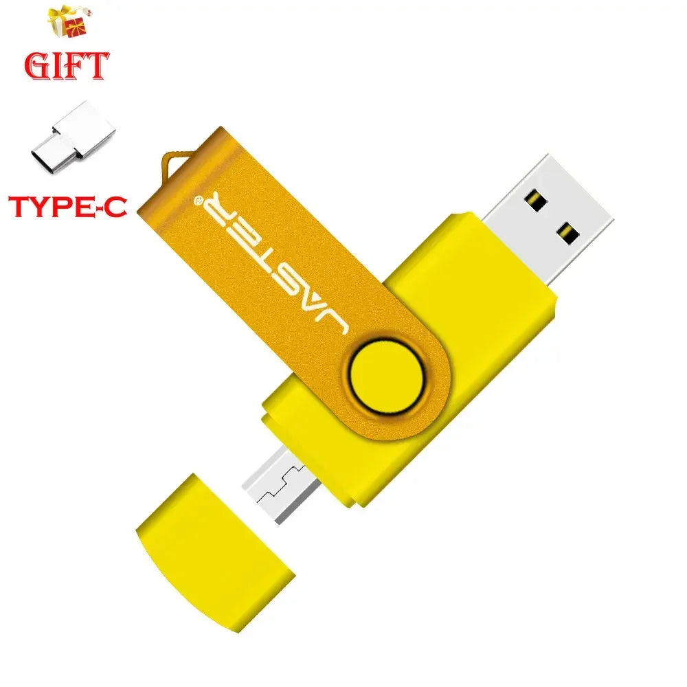 JASTER Free Custom Logo USB Flash Drives 128GB High Speed 2 IN 1 USB 2.0 Pen Drive 64GB 32GB 16GB Black Creative Gift 8GB 4GB