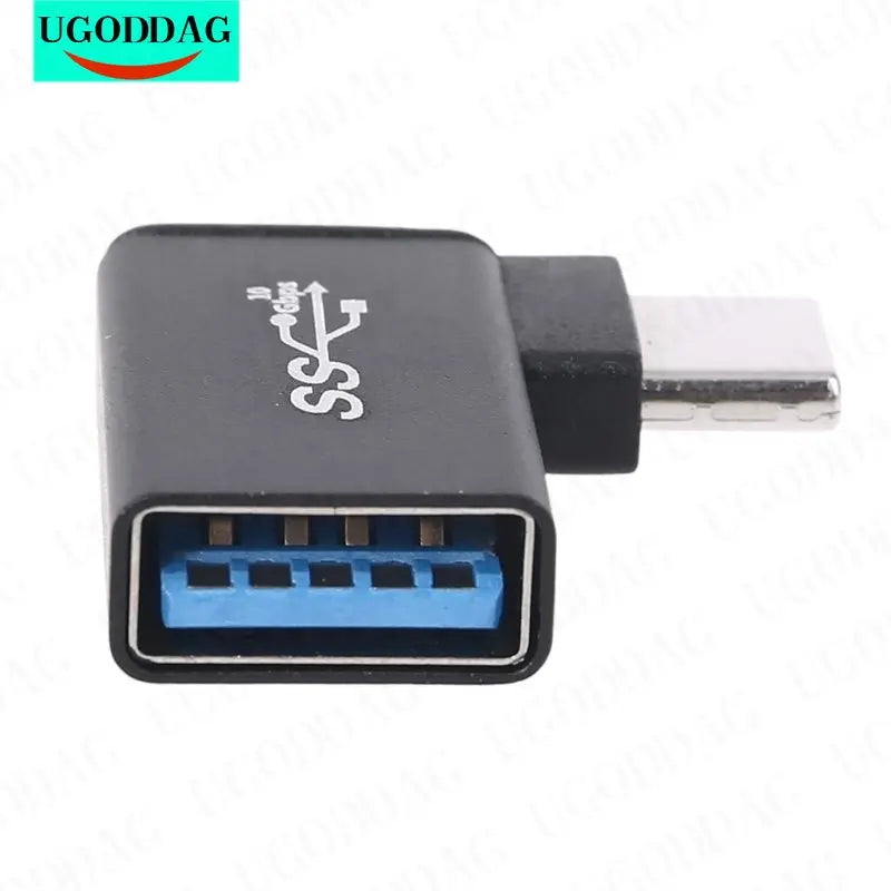 USB C to USB 3.0 Aluminum Adapter USB A 3.0 Female to 90 Degree 3.1 Type C Male Converter for Smartphone Flash Drives